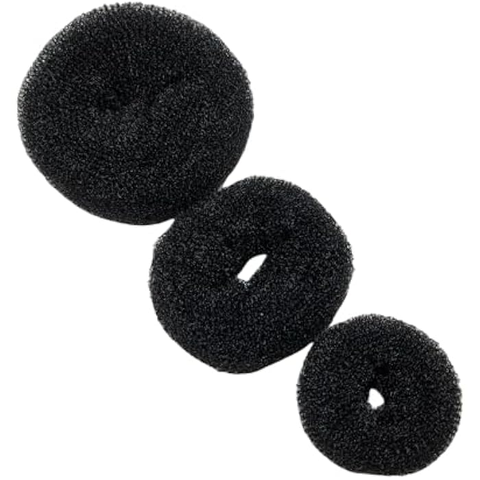 Ericotry beautiful donut hair bun makers- 3 pieces women hair chignon donuts ring style bun maker doughnut shaper diy hair styling accessories 1large+1middle+1small (black) - Image 1